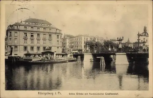Ak Kaliningrad Königsberg Ostpreußen, Grüne Brücke, Norddeutsche Kreditanstalt