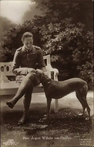 Ak Prinz August Wilhelm von Preußen, Hund, Liersch 7726