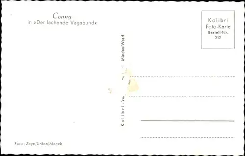 Ak Schauspielerin und Sängerin Conny Froboess, Portrait, Der lachende Vagabund