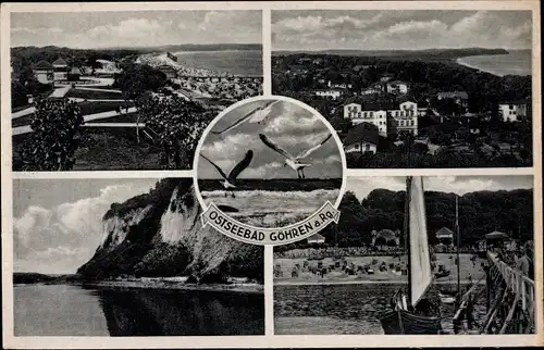 Ak Ostseebad Göhren auf Rügen, Strandpartie, Stradtblick, Parkanlage