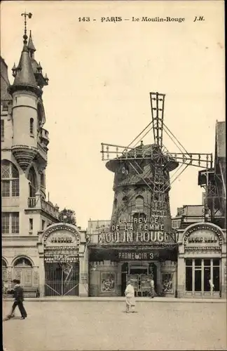 Ak Paris XVIII. Buttes Montmartre, Le Moulin Rouge