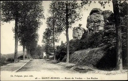 Ak Saint Mihiel Meuse, Route de Verdun, Les Roches