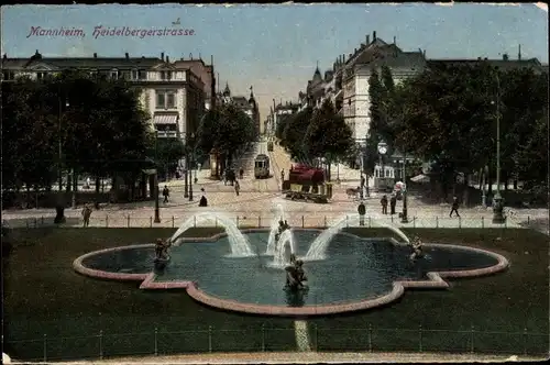 Ak Mannheim in Baden, Heidelberger Straße, Straßenbahn