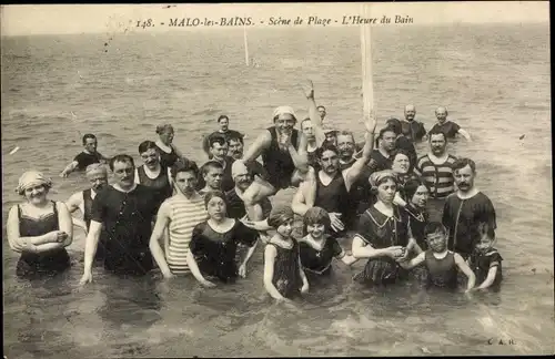 Ak Malo les Bains Nord, Scene de Plage, Bademode