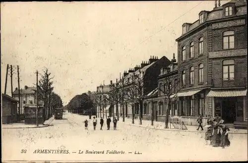 Ak Armentières Nord, Le Boulevard Faidherbe