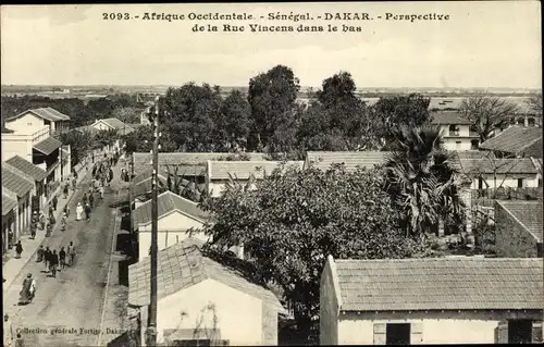 Ak Dakar Senegal, Perspective de la Rue Vincens dans le bas