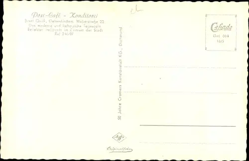 Ak Gelsenkirchen im Ruhrgebiet, Post-Café, Gastraum
