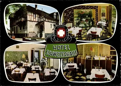 Ak Eberstadt Darmstadt in Hessen, Hotel Schweizerhaus, Mühltalstr. 35, Innen- u. Außenansicht