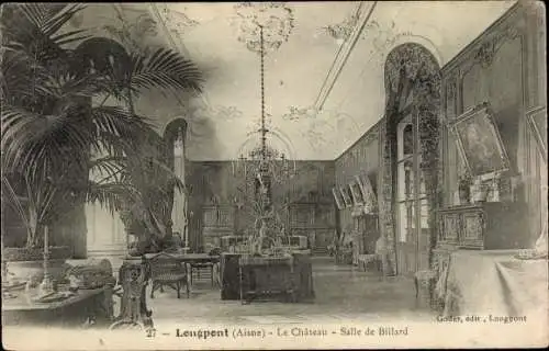 Ak Longpont Aisne, Le Chateau, Salle de Billard