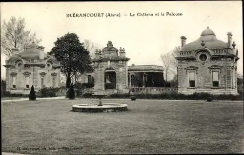 Ak Blérancourt Aisne, Le Château et la Pelouse, Blick vom Park auf das Schloß