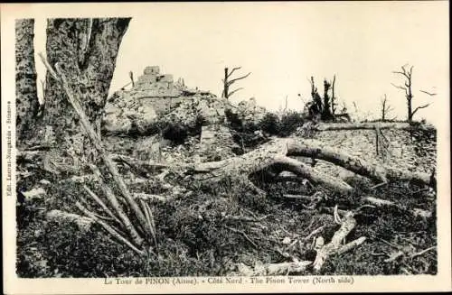 Ak Pinon Aisne, La Tour, Kriegszerstörungen, I. WK