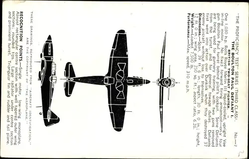 Ak Britisches Militärflugzeug, The Boulton Paul Defiant I.