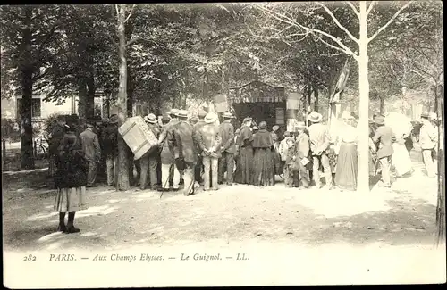 Ak Paris VIII Arrondissement Élysée, Le Guignol, Puppentheater