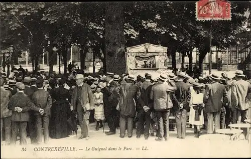 Ak Contrexéville Vosges, Le Guignol dans le Parc, Puppentheater