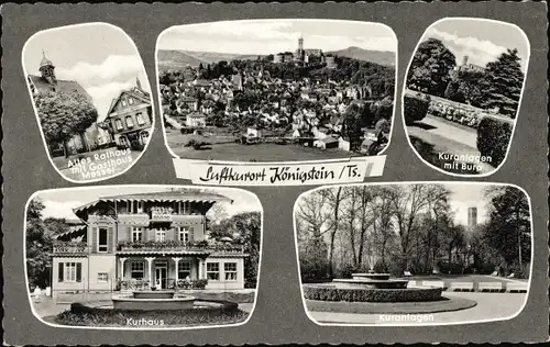 Ak Königstein im Taunus, Totale, Kuranlagen mit Burg, Kurhaus, Rathaus, Gasthof Messer