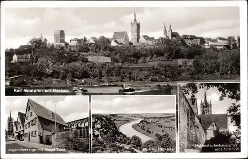 Ak Bad Wimpfen am Neckar, Teilansicht, Jugendherberge Blauer Turm, Hohenstaufenkaiserpfalz
