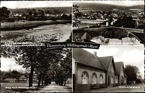 Ak Wöltingerode Vienenburg Goslar am Harz, Blick vom Burgturm, Weg nach Wöltingerode, Altersheim