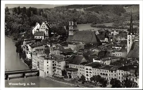 Ak Wasserburg am Inn in Oberbayern, Teilansicht