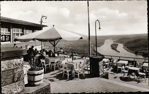 Ak Königswinter im Rhein Sieg Kreis, Hotel Restaurant auf dem Drachenfels, Blick v. d. Rheinterrasse