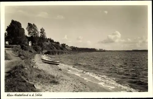 Ak Klein Westerland Brodersby, Schleipartie, Ruderboot