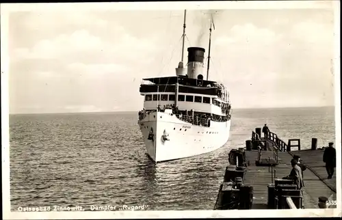 Ak Ostseebad Zinnowitz auf Usedom, Dampfer Rugard, Reederei Braeunlich, Seebäderschiff