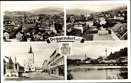 Ak Deggendorf a. d. Donau im Bayerischen Wald Niederbayern, Fliegeraufnahme, Straßenpartie