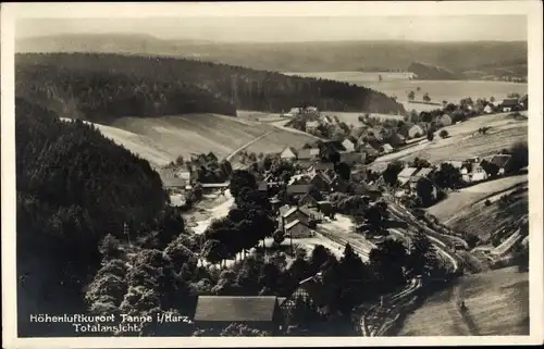 Ak Tanne Oberharz am Brocken, Panoramablick auf den Ort