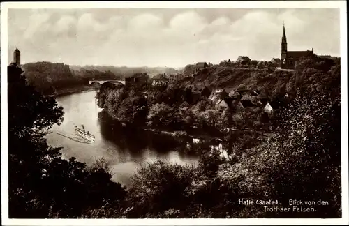 Ak Halle an der Saale, Blick vom Trothaer Felsen