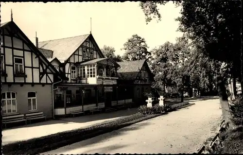 Ak Bad Suderode Quedlinburg im Harz, Kurpark, Fachwerkhäuser