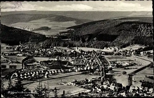 Ak Bigge Olsberg im Hochsauerland, Panoramablick über den Ort und Berge