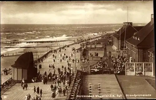 Ak Westerland auf Sylt, Nordseebad, Strandpromenade mit Passanten