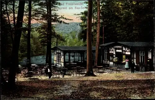 Ak Bad Freienwalde an der Oder, Restaurant am Baa See, Wald