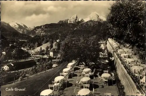 Ak Berchtesgaden, Cafe Grassl, Hofkonditorei, Terrasse