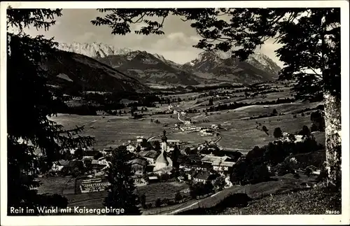 Ak Reit im Winkl Oberbayern, Teilansicht mit Kaisergebirge