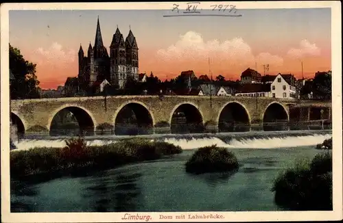 Ak Limburg an der Lahn, Dom mit Lahnbrücke