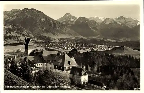 Ak Wasach Oberstdorf im Oberallgäu, Sanatorium Wasach, Panoramablick