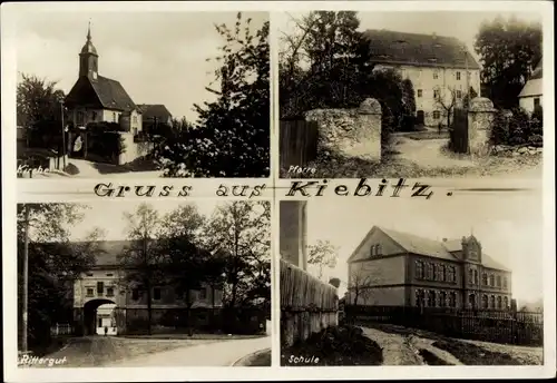 Ak Kiebitz Ostrau in Sachsen, Kirche, Pfarre, Rittergut, Schule