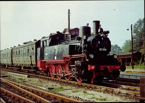 Ak Güterzug-Dampflokomotive 92598 bei einer Sonderfahrt im Bahnhof Peitz Ost, 07.10.1973