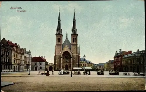 Ak Přívoz Priwoz Oderfurt Region Mährisch Schlesien, Ringplatz