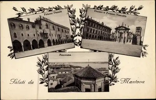 Ak Mantova Mantua Lombardei Italien, Panorama, Palazzo Ducale, Duomo e Palazzo Vescolile