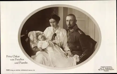 Ak Oskar Prinz von Preußen, Ina Marie von Bassewitz, Sohn, Portrait