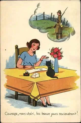 Künstler Ak Courage, mon chéri, les beaux jours reviendront