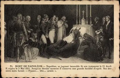 Künstler Ak Mort de Napoleon, Totenbett, Aufbahrung