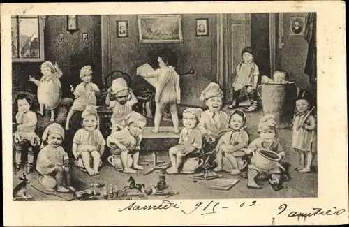 Ak Kinder auf Nachttöpfen