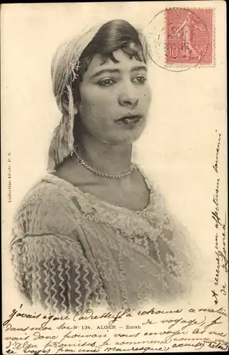 Ak Algier Alger Algerien, Zorah, Frauenportrait, Maghreb