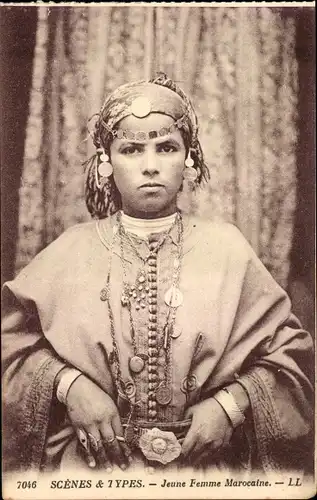 Ak Marokko, Scènes et Types, Jeune femme mauresque, Portrait