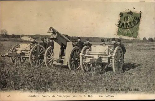 Ak Fontainebleau Seine et Marne, Artillerie Lourde de Campagne, 155 CTR, En Batterie, Geschütze