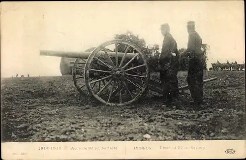 Ak Guerre 1914-1915, Piece de 90 en batterie, Geschütz