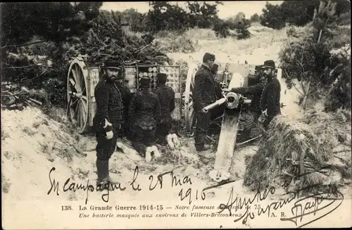 Ak La Grande Guerre 1914-1915, Französische Soldaten in Uniformen, Geschütz, I. WK