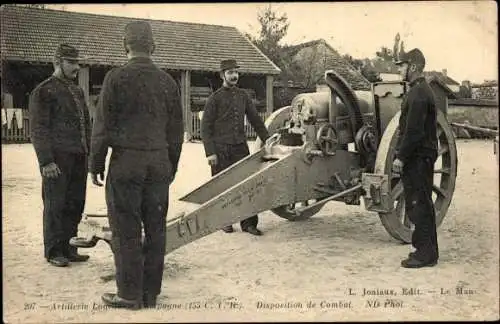 Ak Fontainebleau Seine et Marne, Artillerie lourde de Campagne, Disposition de Combat